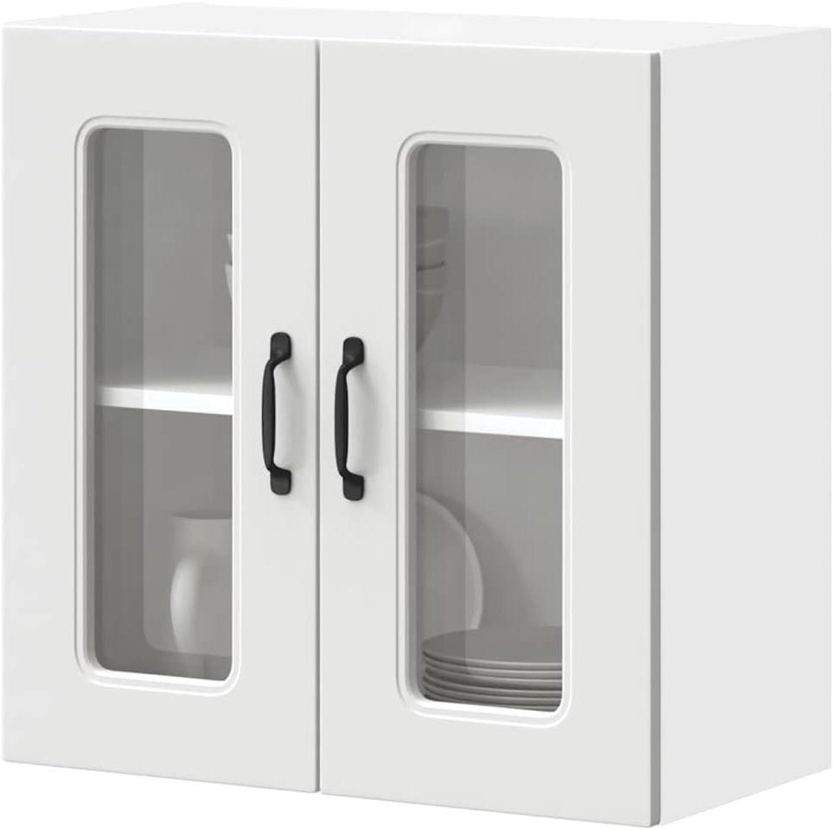 Keukenkast met glazen deur - Wandkast Keuken - Keuken organiseren - Gladde vochtbestendige afwerking