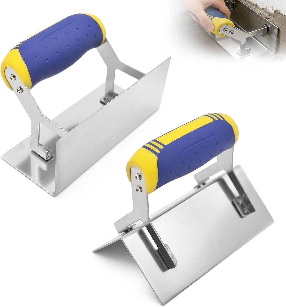 Hoektroffel roestvrij staal 2-delig - binnen- en buitenhoektroffel - softgrip handvat - perfect voor gipswerk - SnelShoppen