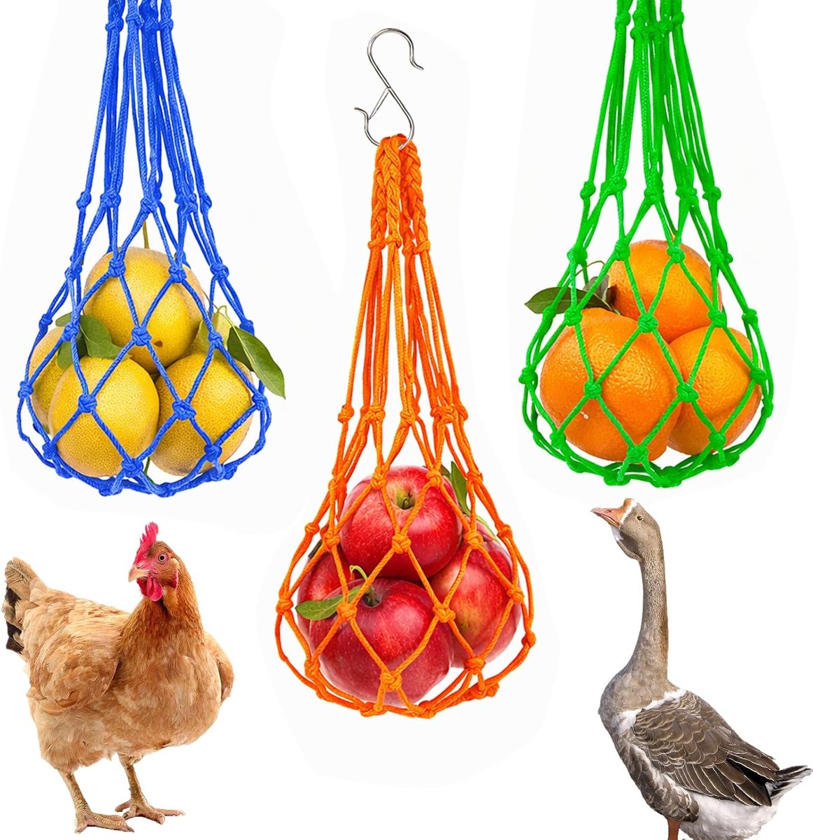 Voedernet voor hangend gebruik - grote capaciteit - nylon constructie - ideaal voor kippen en vogels - SnelShoppen