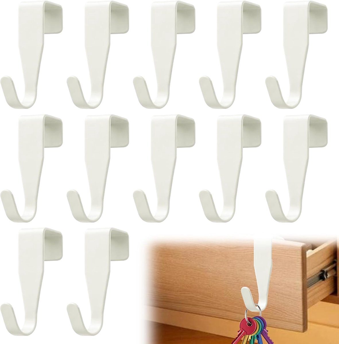 Deurhaken set 12 stuks - wit - zonder boren - ideaal voor huurders - SnelShoppen
