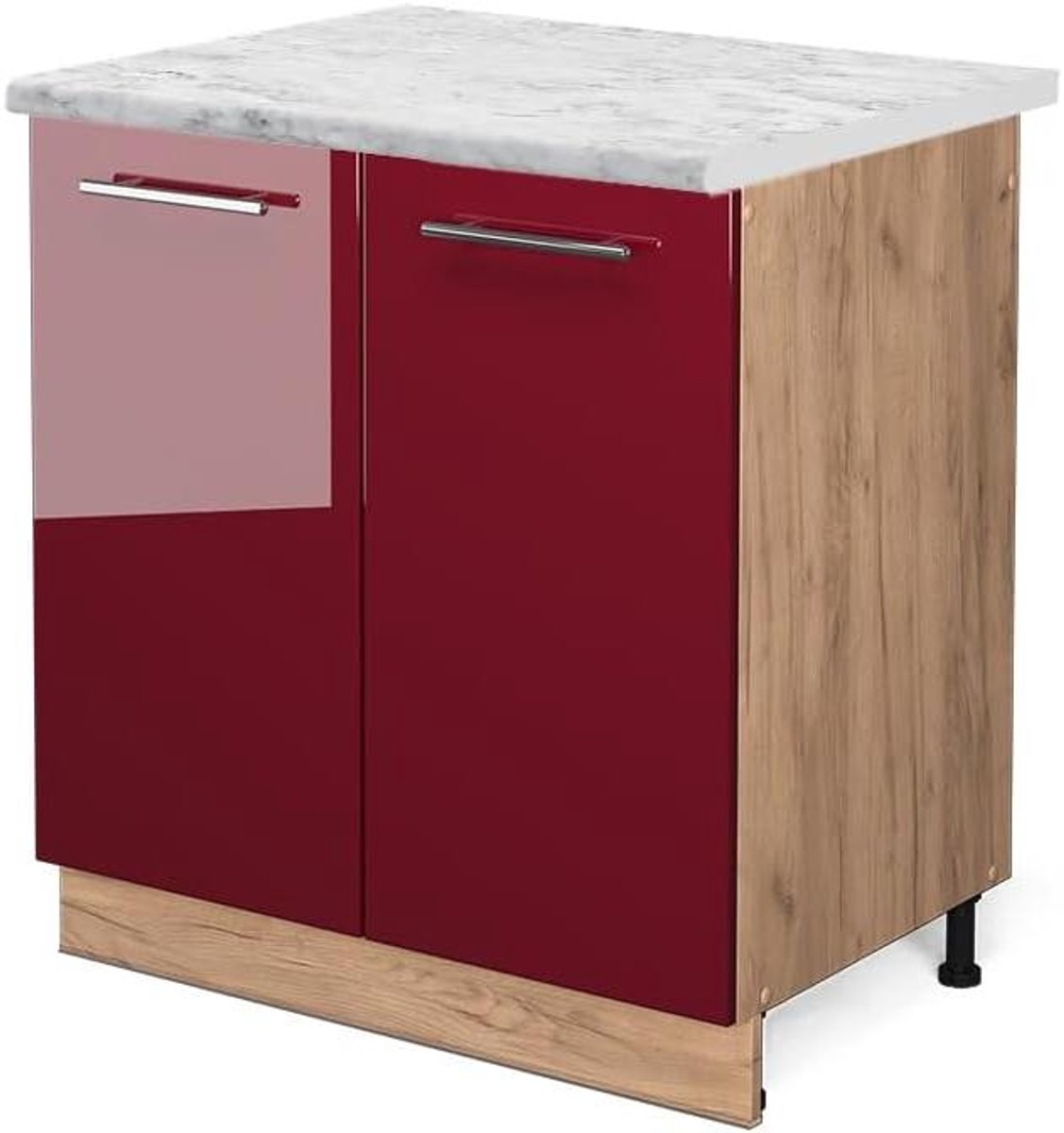 Onderkast Keuken - Spoelkast Keukenkast - Keuken Organiseren - Soft-close Scharnieren - 80 cm - Bordeauxrood Hoogglans