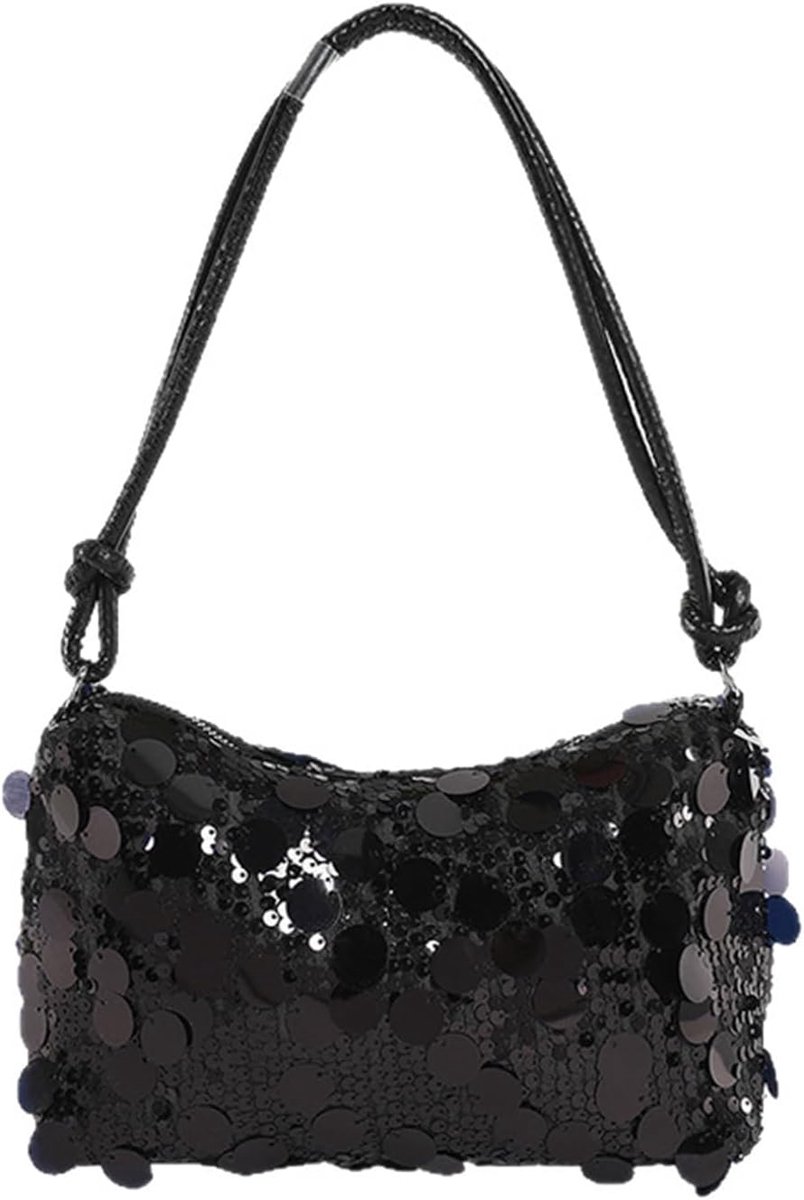 Zwarte Pailletten Tas - Shiny Pailletten Avondtas - Perfect voor Ceremonies en Feesten - SnelShoppen