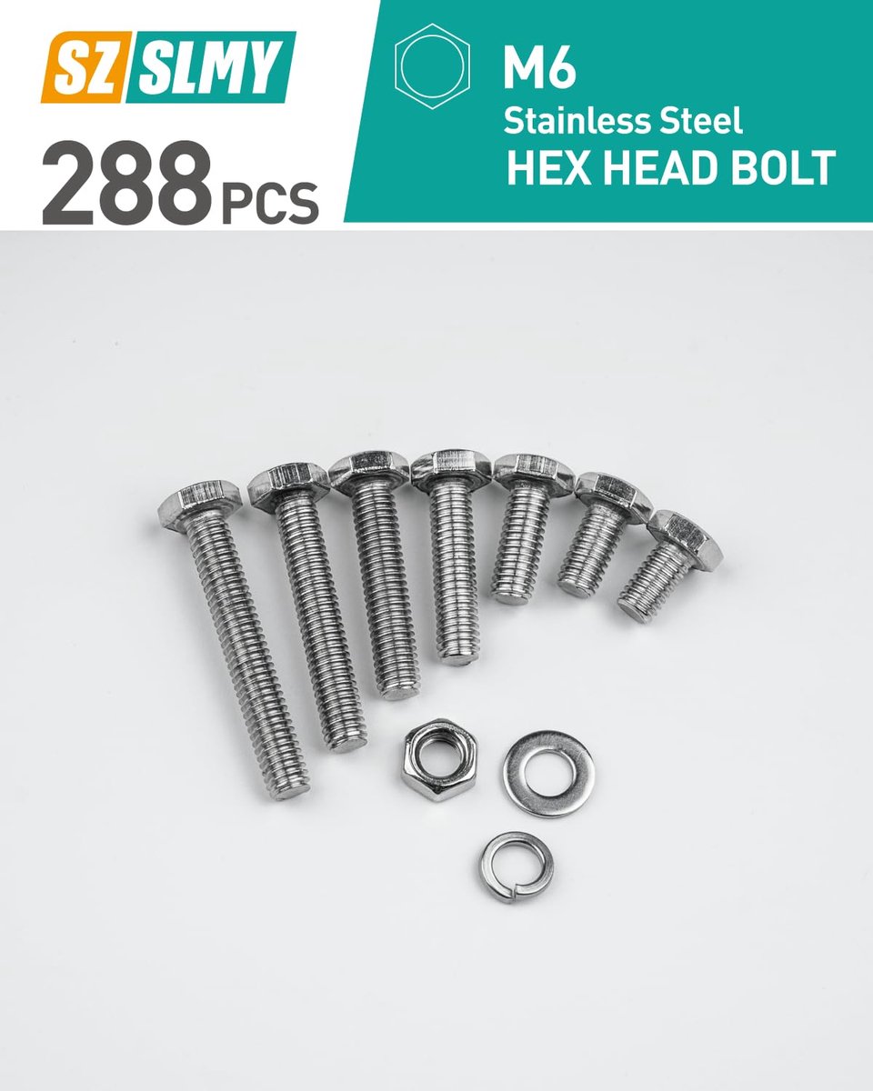 Hexschroeven set M6 - roestvrij staal - 288 stuks met moeren en ringen - ideaal voor fietsen en meubels - SnelShoppen