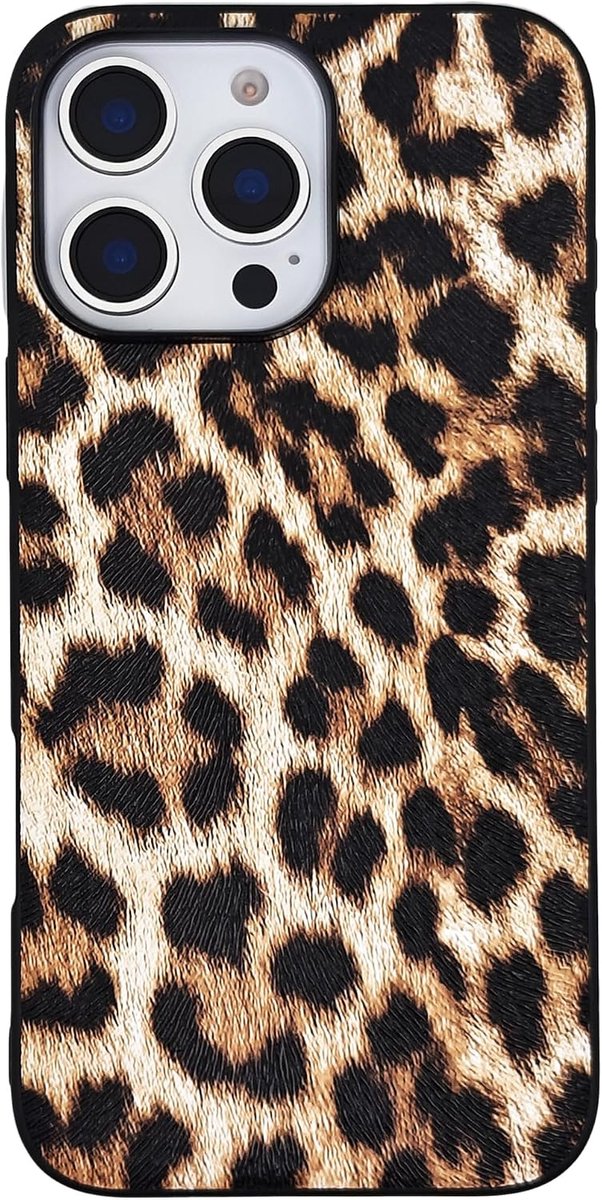 Voor iPhone 15 hoesje voor vrouwen, Leoparden-design kunstlederen cover, Klassieke mode voor iPhone 15 6,1 inch - Bruin