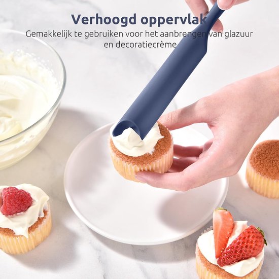 Jar Spatula,Voedselveilig Kleine Siliconen Spatel (Middernachtblauw - Flexibele Lepelvormige Punt en Stevige Kern voor het Mengen,Schrapen en Smeren van Zuurdesemstarter Pindakaas Jam en Slagroom van jar — afbeelding 2