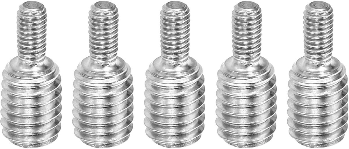 M3 x M6 x 14 dubbele schroefdraadbouten, 5 stuks roestvrij staal 304 schroefdraadverloopadapter voor meubelbeslag, lengte 14 mm