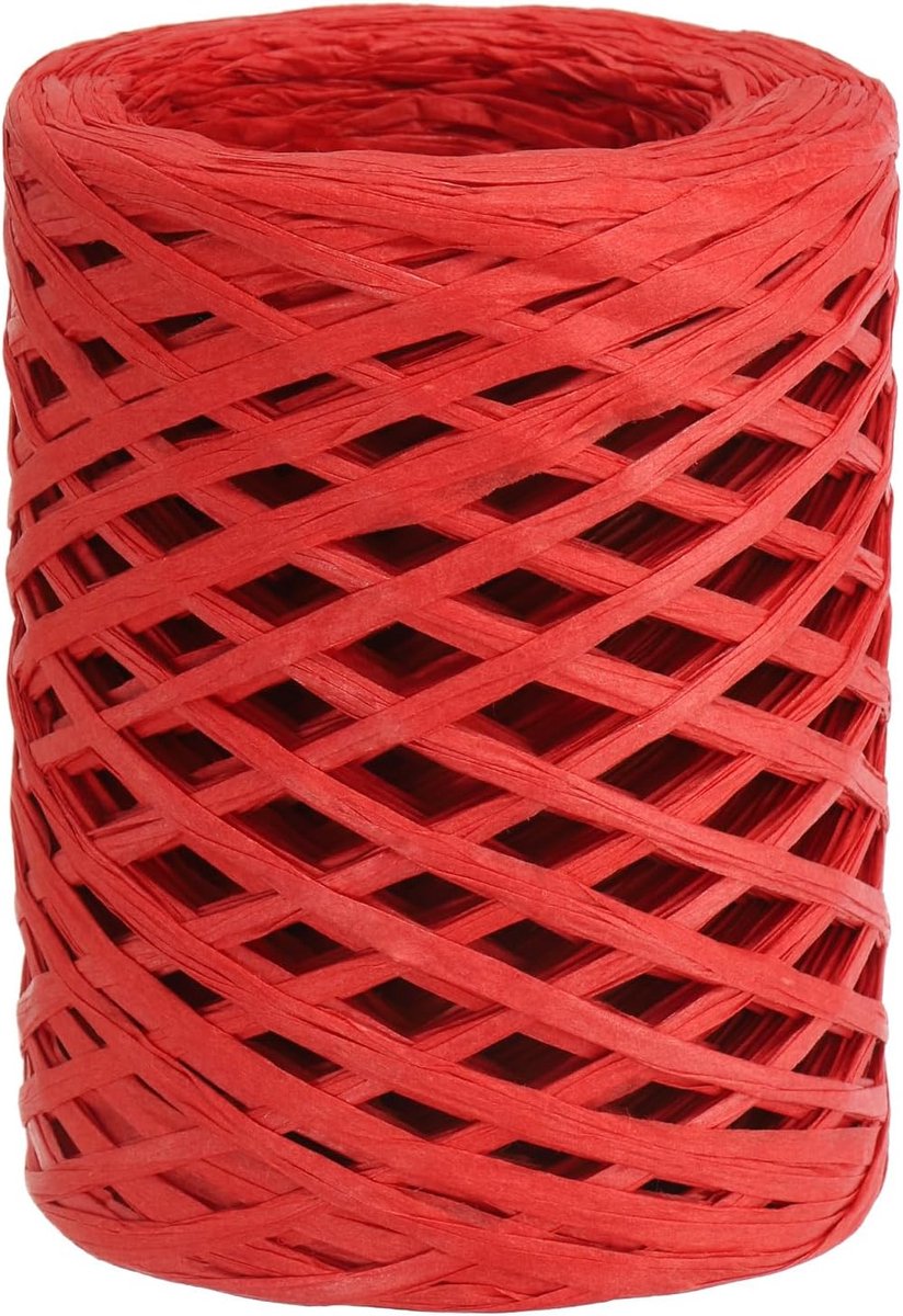 Raffia Lint 100 Yard, 1 Roll Natuurlijke Verpakking Papier Touw String voor Gehaakte Doos Wrapping Craft Vakantie Decor, Rood