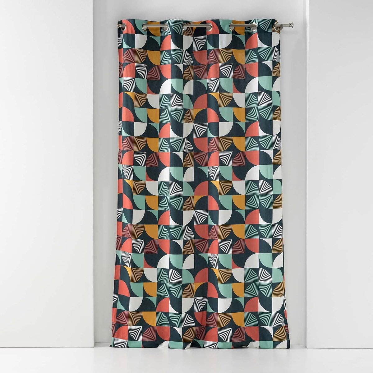 Douceur d'intérieur, Rythmo gordijn met ogen, bedrukt, 140 x 240 cm, oranje