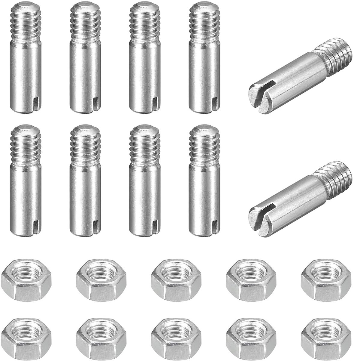10 stuks nuttige ylindrische pennen met gleuf M4 x 14 mm 304 roestvrij staal pluggen met buitendraad positioneringspen sleufschroef met moer voor meubelmontage (GB878)
