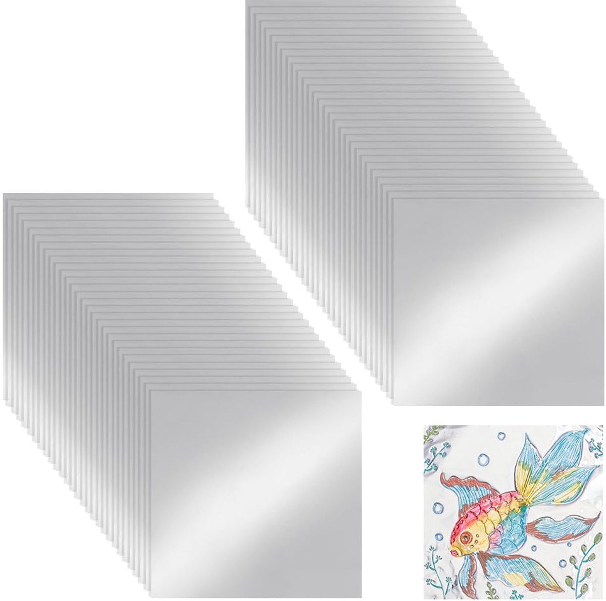 100 vellen zilverblad om te knutselen, aluminiumfolie, robuuste vierkante knutselfolie, 0,07 mm, metalen platen voor gravure, reliëf, schilderen, knutselen, voor Kerstmis, doe-het-zelf