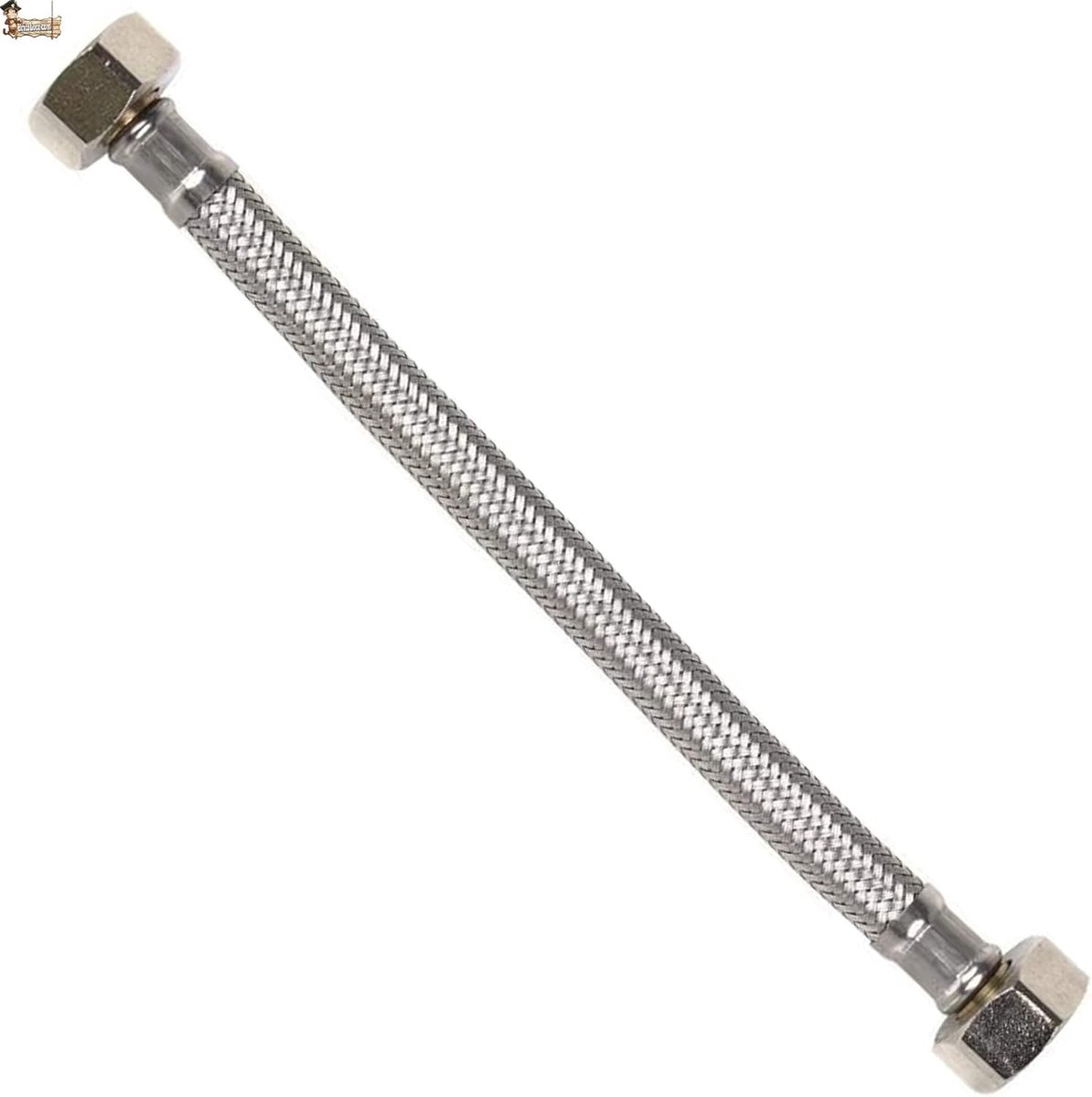 Flexibele waterslang voor wc-spoelbak, wastafel, keuken, badkamer, roestvrij staal, aansluitingen van messing, vrouwelijk, 25 cm lang