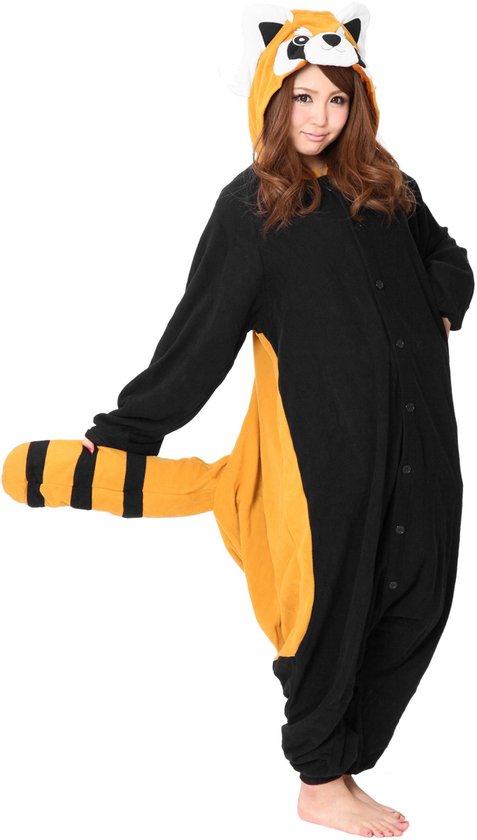 Rode Panda Onesie Pak Kostuum Outfit Huispak Jumpsuit Verkleedpak - Premium Verkleedkleding - Halloween & Carnaval - SAZAC - Kinderen & Volwassenen - Onesize (155-180 cm)