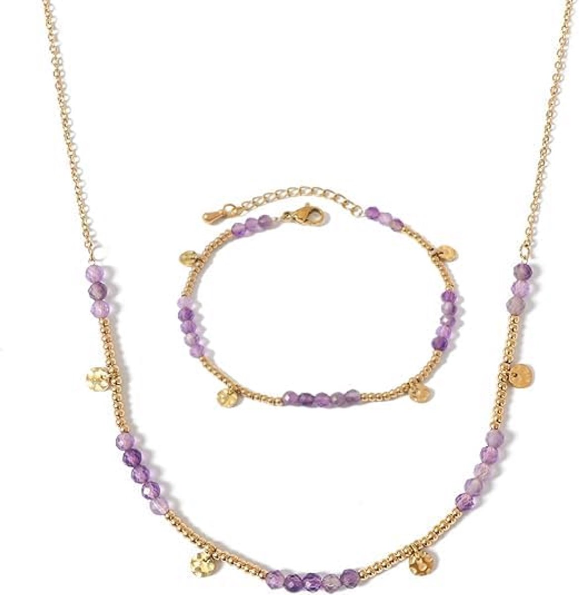 Kralen sieraden set voor vrouwen roestvrij staal ronde bal kralen ketting ketting en oorbellen set kerstcadeau voor moeder vrouw