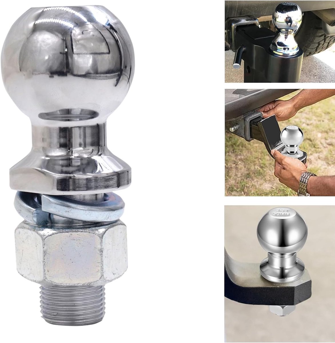 bouten, sleepkoppeling, bal, 50 mm, 3,5 T, kogelkop, boerderijrail, sleepkoppeling, quad, kogelkop, bouten, rechte boerderijrail voor tractor, quad, ATV, van (M22)