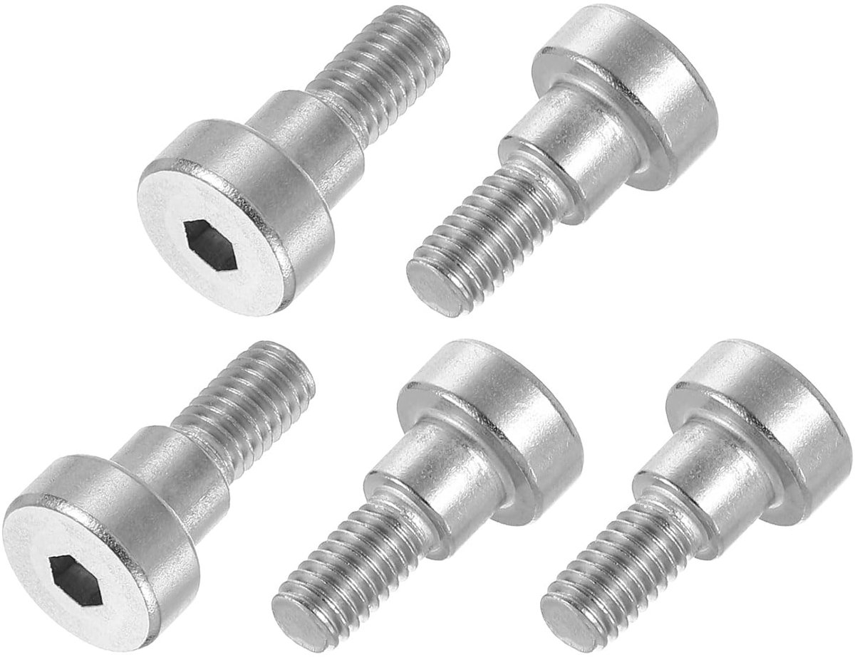 6 stuks 304 roestvrij stalen schouderbouten 8 mm schouderdiameter 6 mm schouderlengte M6 schroefdraad zeskant schouderbouten voor textiel-, hydraulische en spuitgietmachine-industrieën