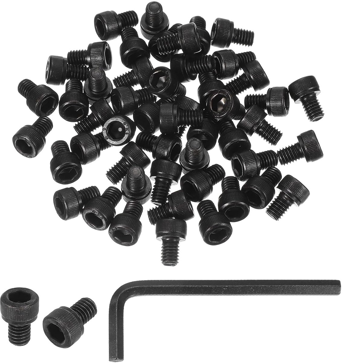 Zeskantschroeven M6 x 8 mm, 50 stuks 12,9 graden koolstofstaal, zeskantig, voor aandrijving met sleutel, zwart