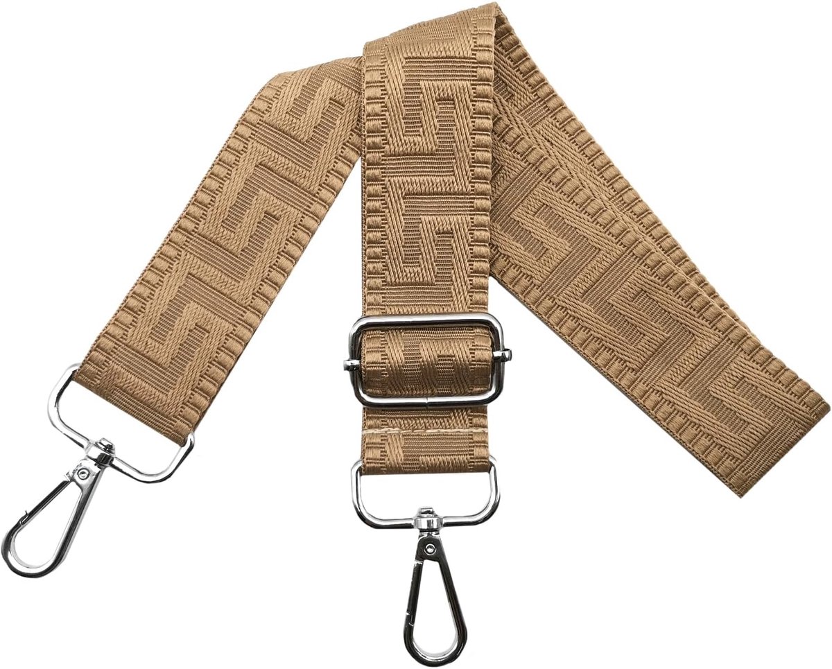 verstelbare tasriem, breedte 3,8 cm, met zilveren karabijnhaak, draagriem voor handtassen voor dames, veelkleurig, K, Donkere Khaki, 80-130cm, Modern