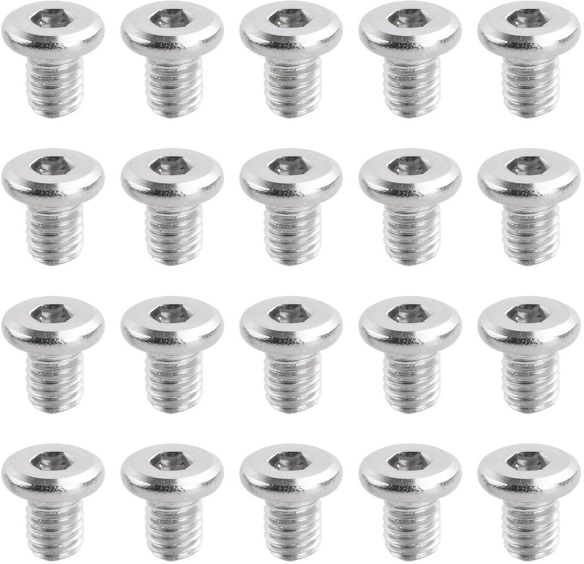 20 stuks M8 x 10 mm platte kopschroeven met binnenzeskant, verzonken kopschroef van roestvrij staal 304, volledige schroefdraad, meubelschroeven, zilver voor montage