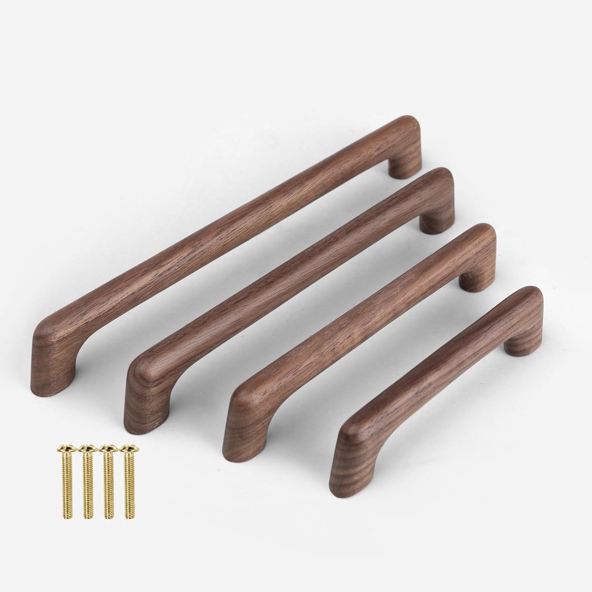 Platte brugvormige zwarte walnoothandgreep, moderne stijl handvat met nagels, geschikt voor kasten, laden, kasten, keuken, slaapkamer, schoenenkasten (2, 160 mm)