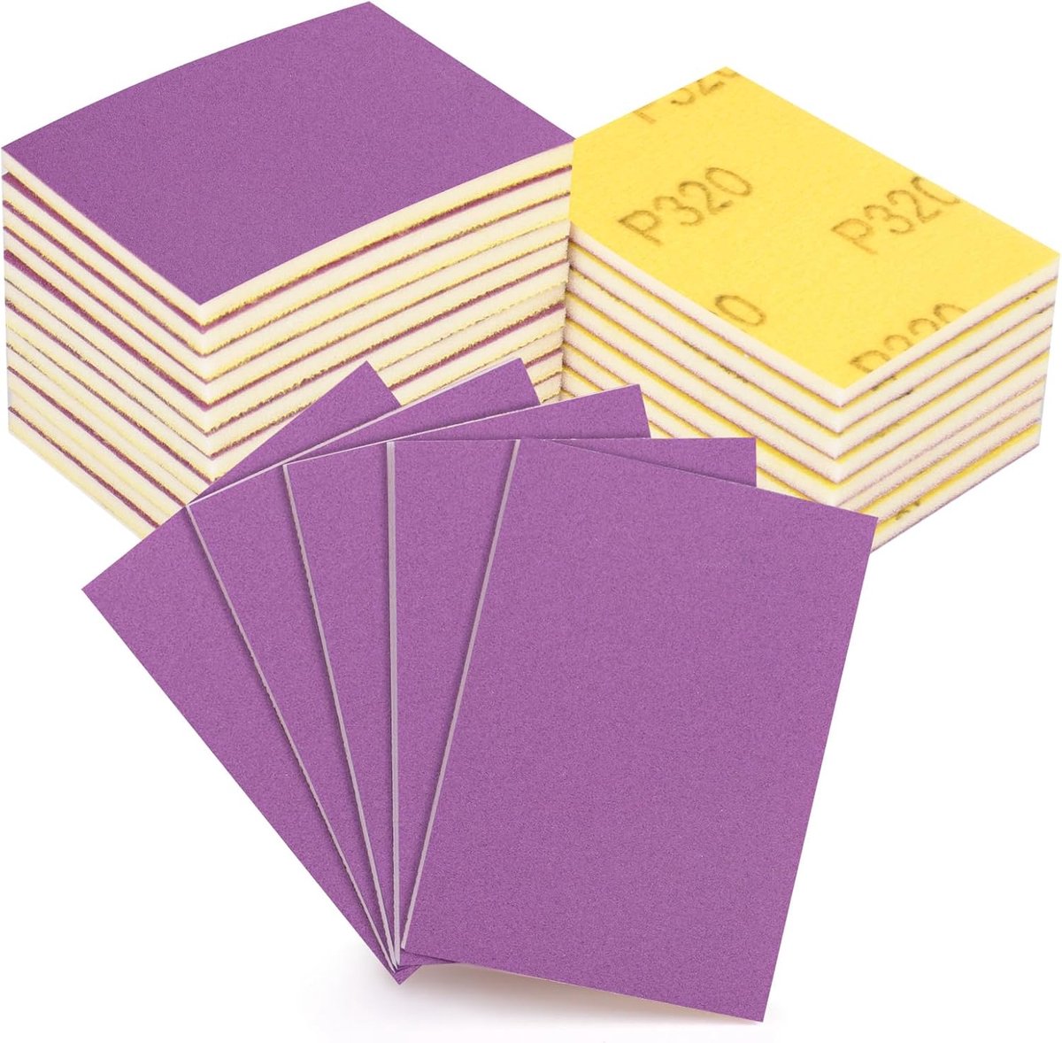 Schuursponsset, 20 stuks, korrel 320 schuurpads, zacht schuim, handschuurblok, nat en droog schuurpapier voor hout, metaal, gipsplaten, meubels, kleur polijsten | Zacht schuim, nat drogen, voor hout, metaal, gipsplaten en polijsten
