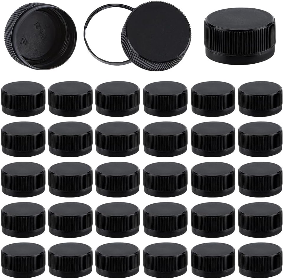 100 stuks zwarte schroefdoppen herbruikbare plastic flessendoppen zwart plastic afdichtingsdeksel schroefflesdop vervangingsdeksel handgemaakte decoraties Binnendiameter 29.5-30 mm