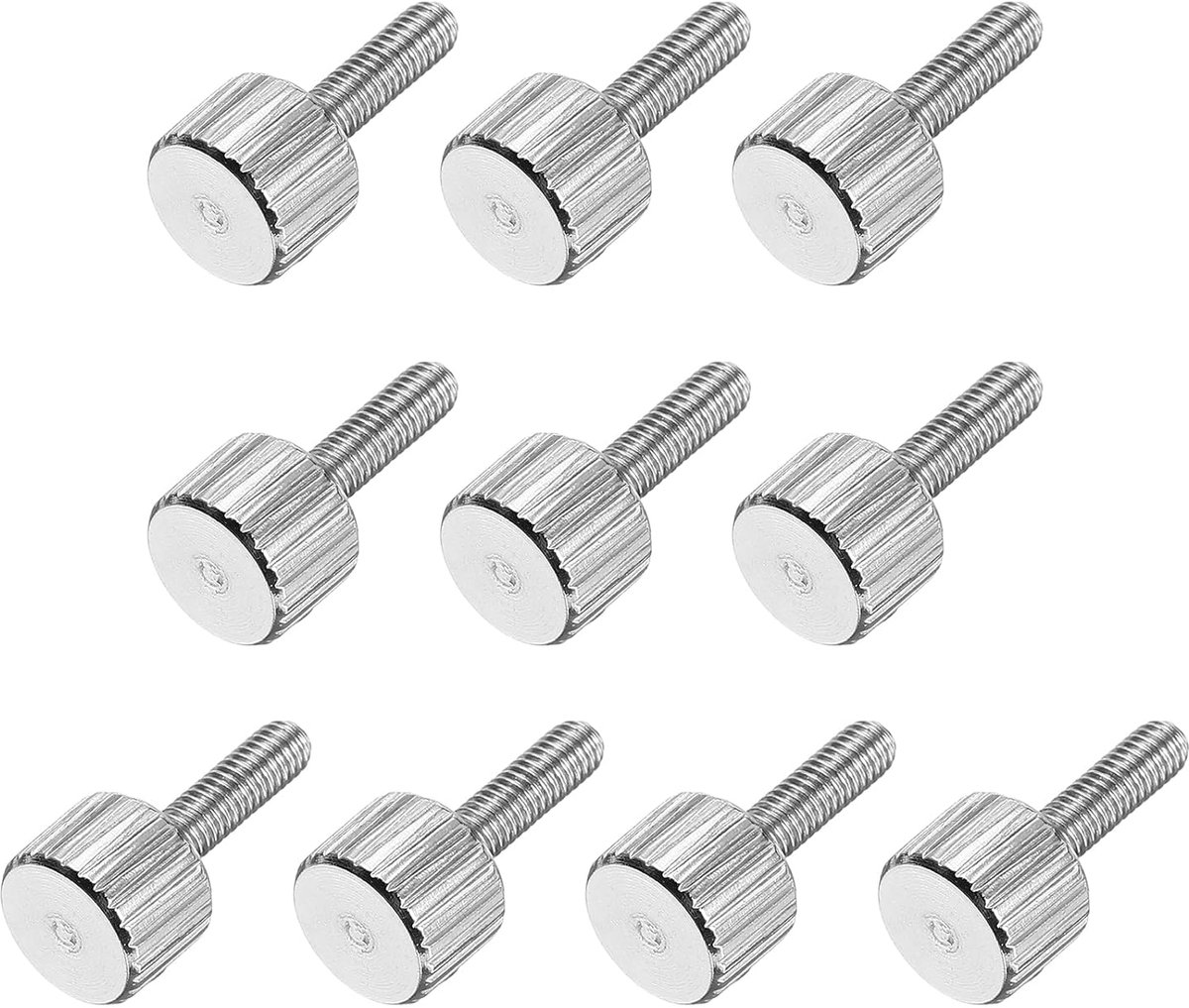 10 stuks M3 x 10 mm platte kop gekartelde knoopschroeven | 304 roestvrij staal, compleet met schroefdraad bevestigingsbouten