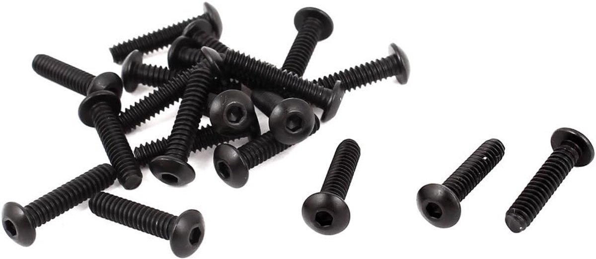 sourcingmap #6-32 x 5/8" UNC Legering Staal Hex Socket Knop Hoofd Schroef Zwart 20 Stks