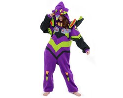 Evangelion (EVA 01 Paars Glow in the Dark) Onesie Pak Kostuum Outfit Huispak Jumpsuit Verkleedpak - Premium Verkleedkleding - Halloween & Carnaval - SAZAC - Kinderen & Volwassenen - Maat Onesize voor Lichaamslengte (155-182 cm)