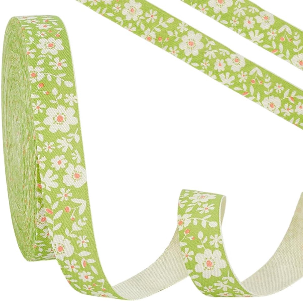 PandaHall 18.2M Bloem Gedrukt Lint Groen Bloemen Lint 16Mm Vintage Webbing Band Brede Blad Katoenen Linten Voor Gift Wrapping Diy Handgemaakte Haar Boog Festival Bruiloft Thuis Party Decor