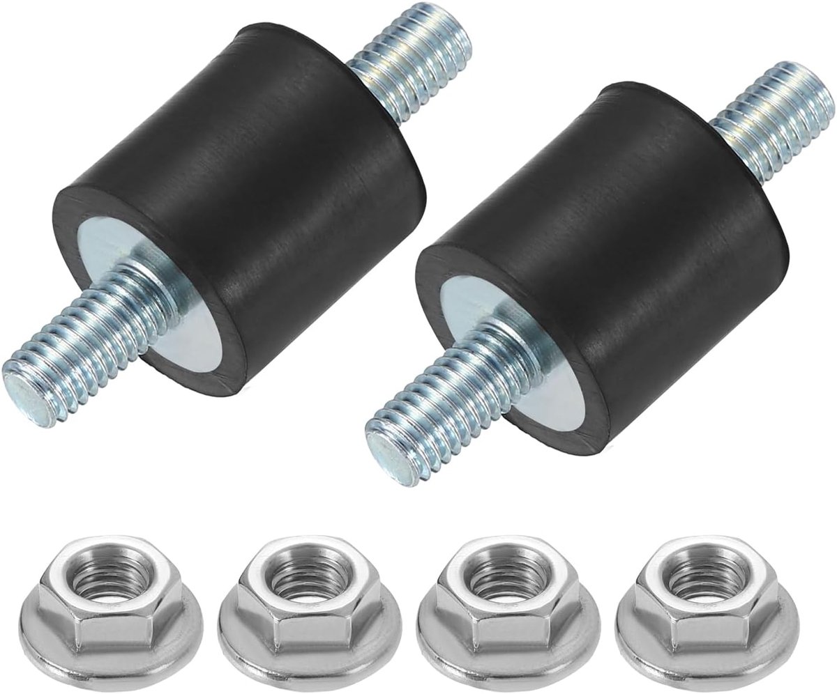 Rubberen buffers, M5 x 10 mm, 15 x 15 mm, rubberen voet met schroef, natuurlijk rubber, verzinkt staal, anti-vibratiebuffer voor luchtcompressoren, pompen, motoren, industriële machines, 2