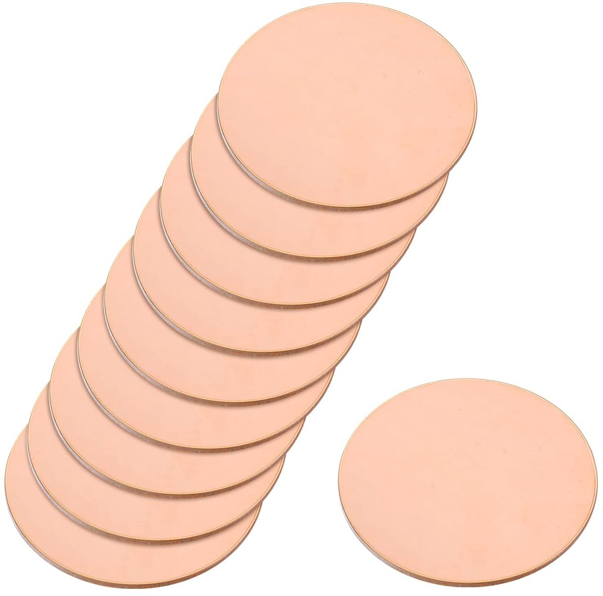 10 stuks zuiver koperplaat, 5 x 0,04 inch, 18 gauge T2, koper, metaal, ronde plaat voor handwerk, elektrische reparaties