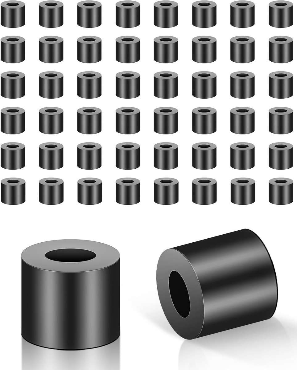 50 stuks M8 ronde afstandhouders Jeboler ABS kunststof zwart nylon sluitringen isolatie zonder schroefdraad afstandszuilen voor schroeven 14 x 10 mm