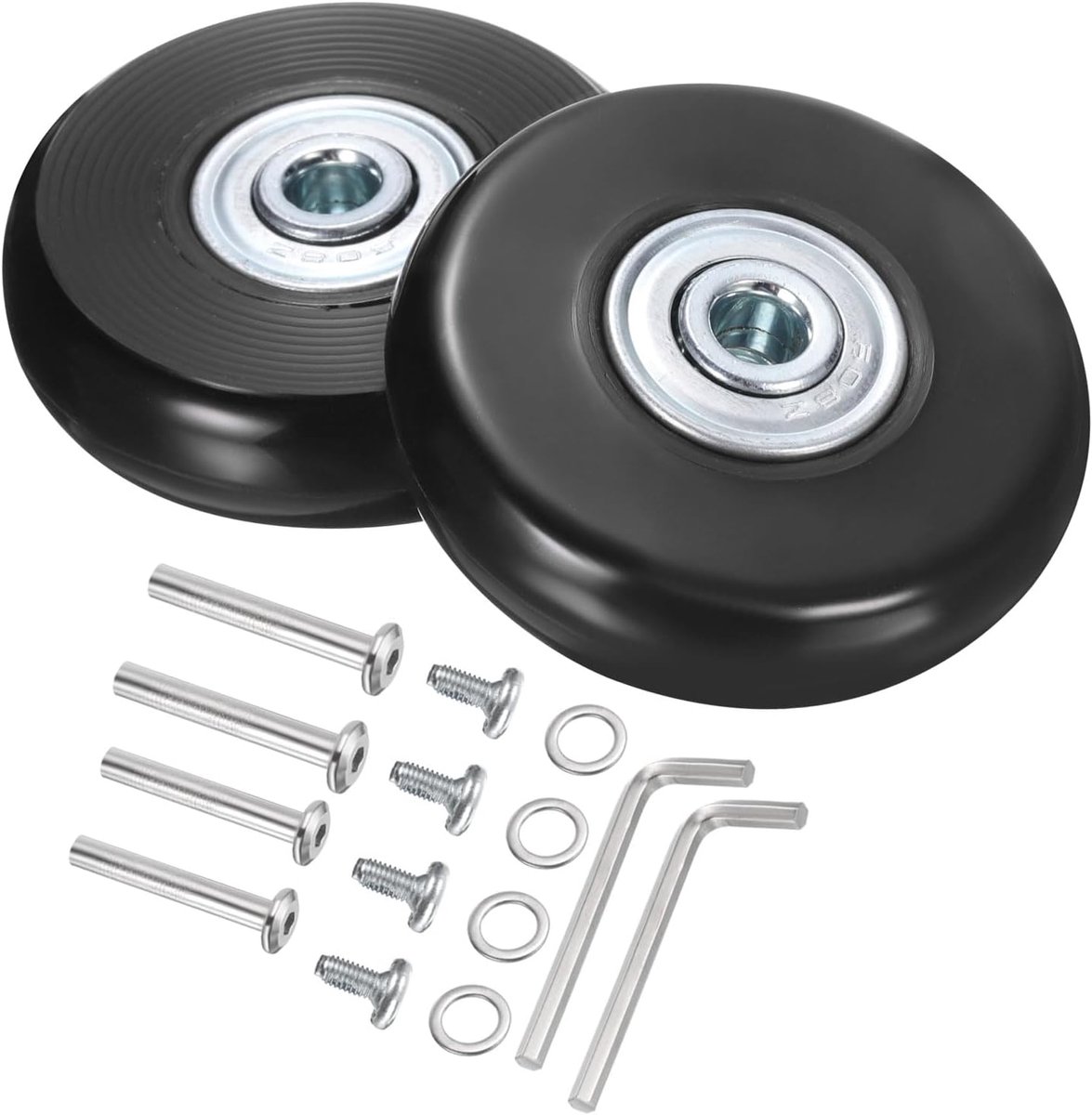 Vervangende kofferwielen, 51 x 14 mm, rubberen zwenkwielen met kogellagers, reparatieset voor koffer, inline outdoor skate, zwart, 1 set
