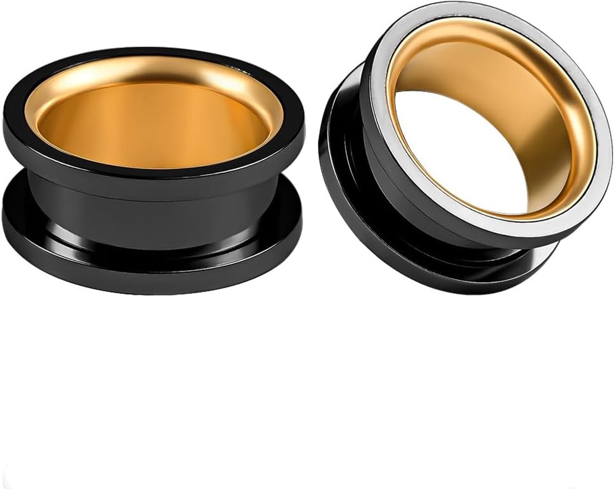 1 paar Double Flared Flesh Plugs met schroef roestvrij staal voor mannen vrouwen oorpiercing sieraden 6 mm tot 22 mm