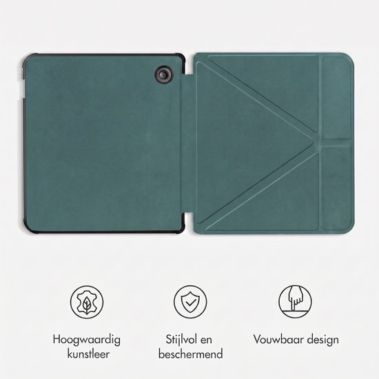 imoshion Ereader Cover / Hoesje Geschikt voor Kobo Libra Colour - imoshion Origami Bookcase e-reader - Donkergroen van iMoshion — afbeelding 2