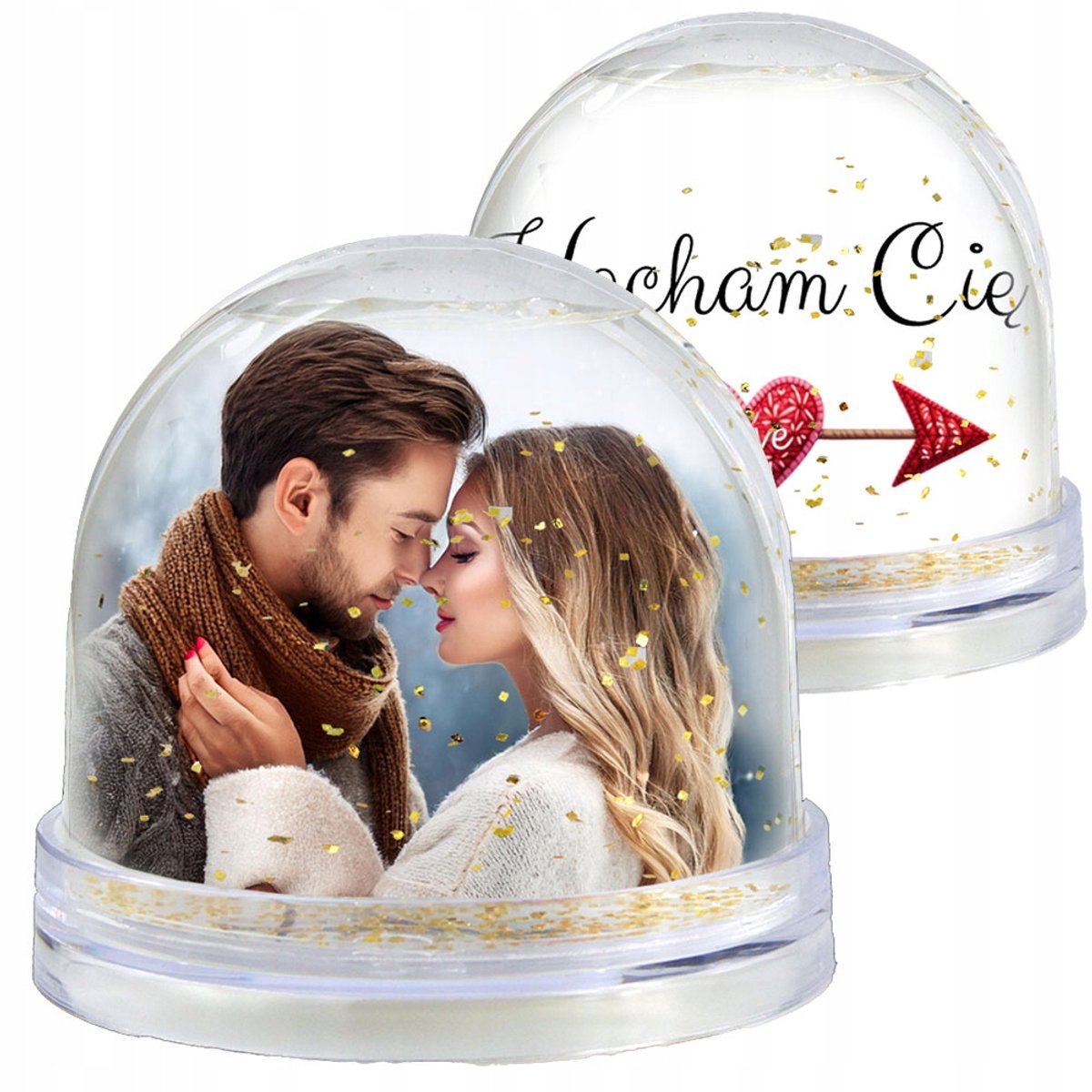 Waterbol met eigen foto - Persoonlijk cadeau met gouden glitter