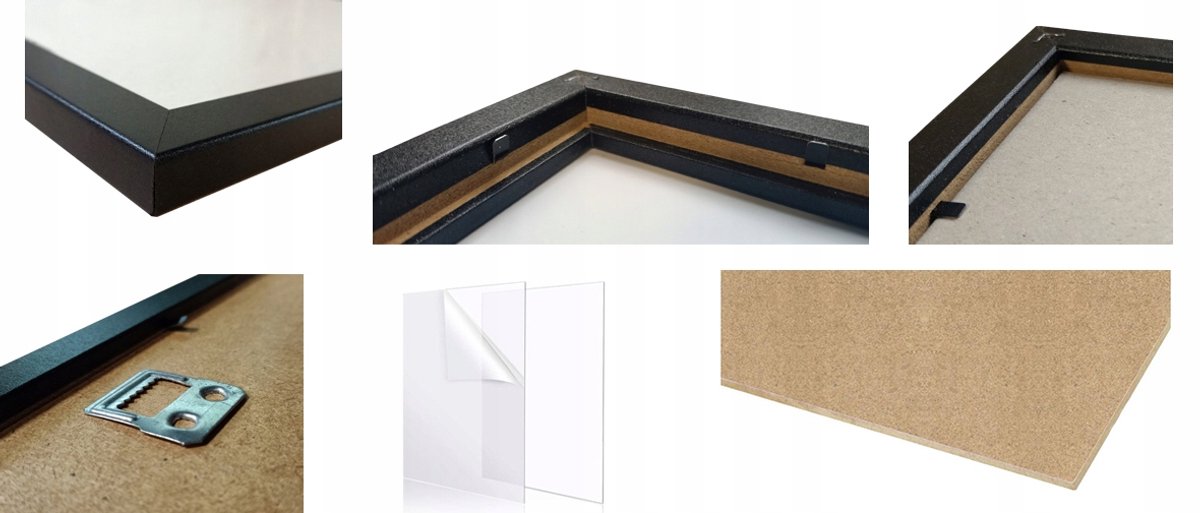 Zwarte fotolijst 50x70 cm van MDF met plexiglas