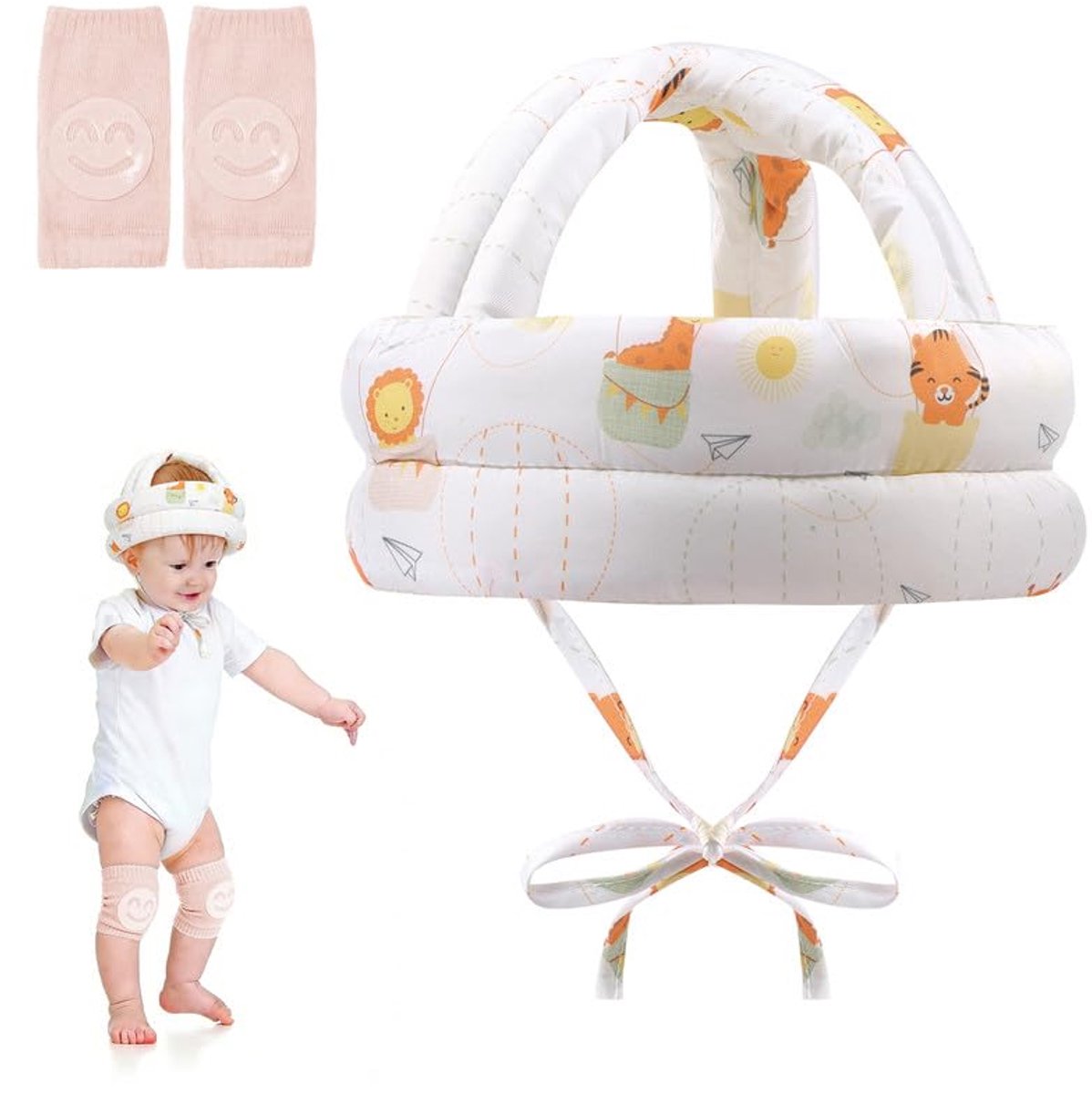 Babyhelm 360° anti-collision - lichtgewicht en ademend - verstelbaar met kniebeschermers - veilig voor kruipen en lopen - ShopVlot