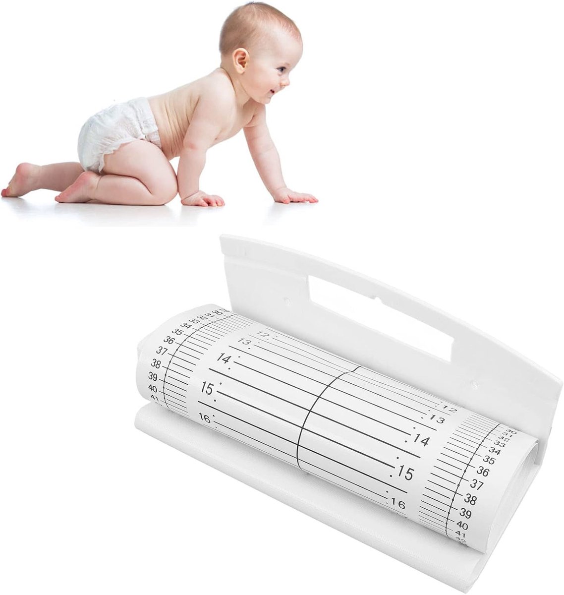 Groeimeter voor Kinderen, Wasbare Inklapbare Hoogtemeter voor Peuters, Baby's, 10-99 Cm Babygroei Hoogtemeting, Steunmuur Hangend Staand of Liggend Meten