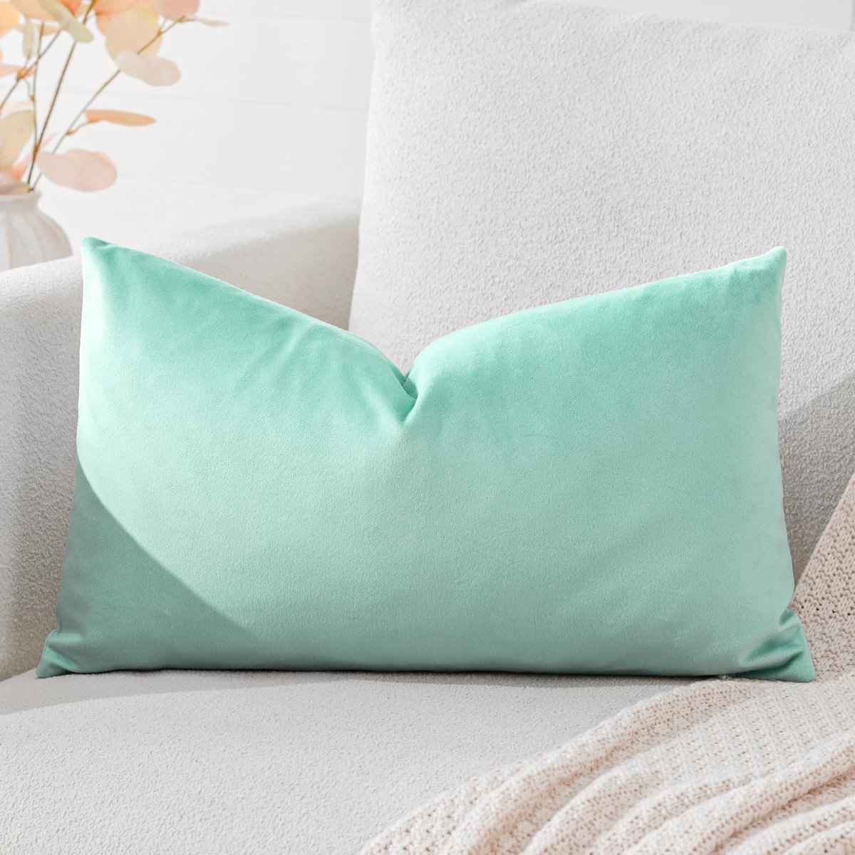 Kussenhoezen 40 x 60 cm - Luxe fluweel - Effen aquagroen - Perfect voor bank en slaapkamer - SnelShoppen