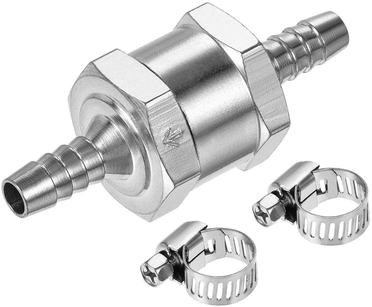 Sourcing map Terugslagklep, eenrichting, 7 mm, prikkeldraad, OD, aluminium, legering, met 2 roestvrij staal, verstelbaar, 6-12 mm, slangklemmen, voor water olielijn, brandstof, benzine