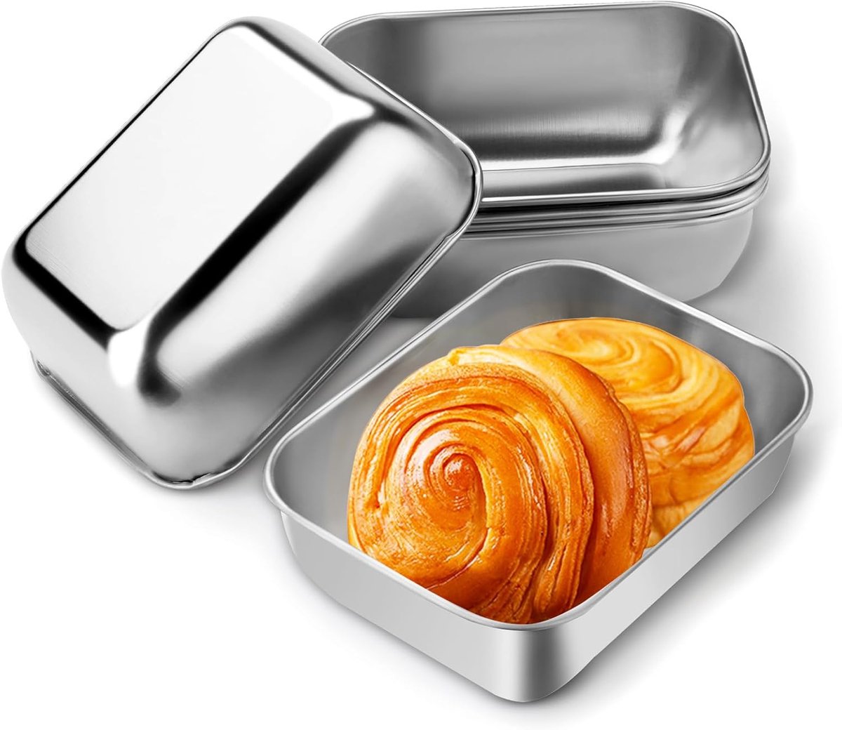 Set van 6 roestvrijstalen mini broodvormen, 13,3 cm x 9,9 cm kleine broodvormen, metalen bakvormen voor zelfgemaakte zuurdesem gehaktbrood sandwich lasagne cakes brownies toast (6 stuks)