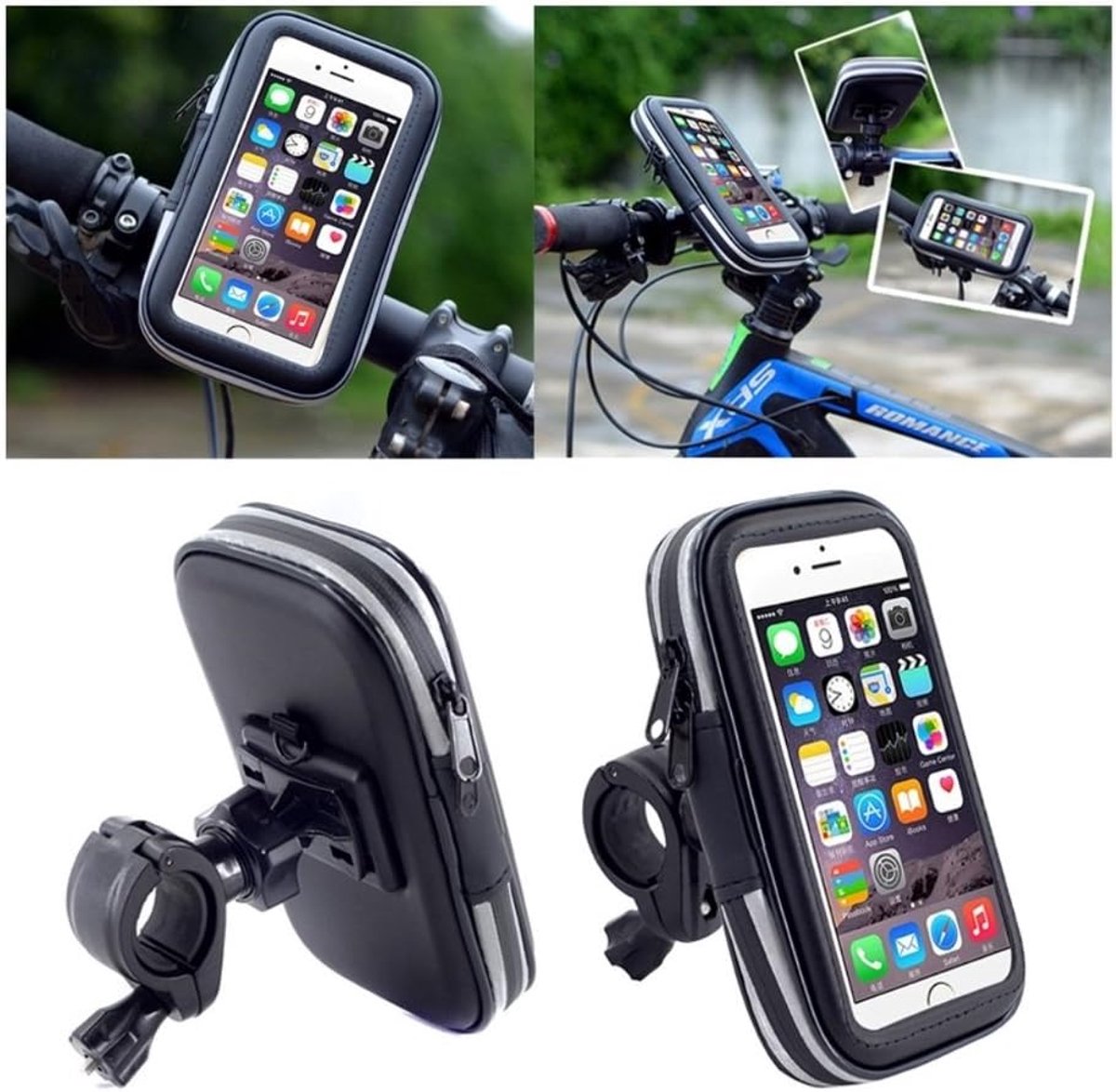 Reflecterende ondersteuning voor motorfiets fiets stuur en draaibare waterdichte 360 voor Spice Dream UNO MI-498 (2014) - zwart