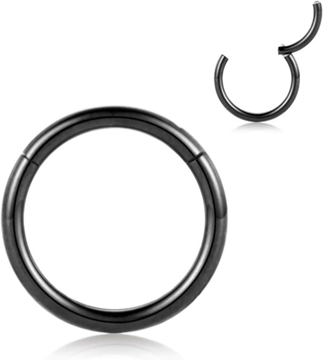 Ringen, hoepel 20G, 18G, 16G, 14G, 12G, naadloze piercingringen voor neusspeptumkraakbeen, helix, tragus, conch, rook, daith lipdiameter 6 mm tot 14 mm, Gelegeerd