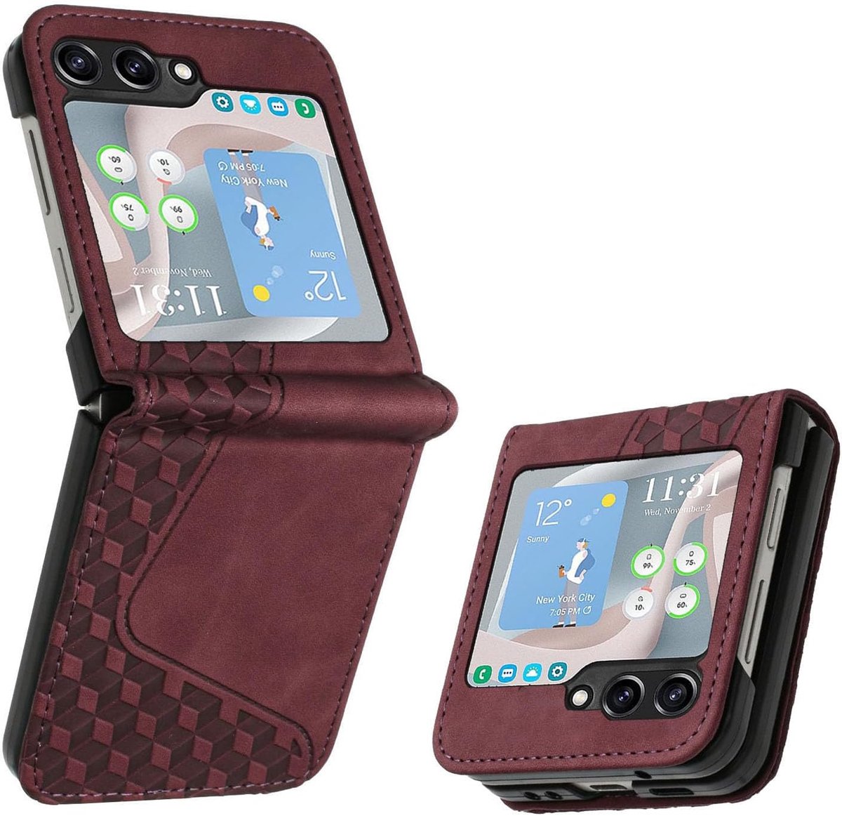 Hoesje voor Samsung Galaxy Z Flip 5, Lederen Portemonnee Telefoonhoesjes met Standaard Magnetic Shockproof Flip Leather Wallet Book Case（Bruin）
