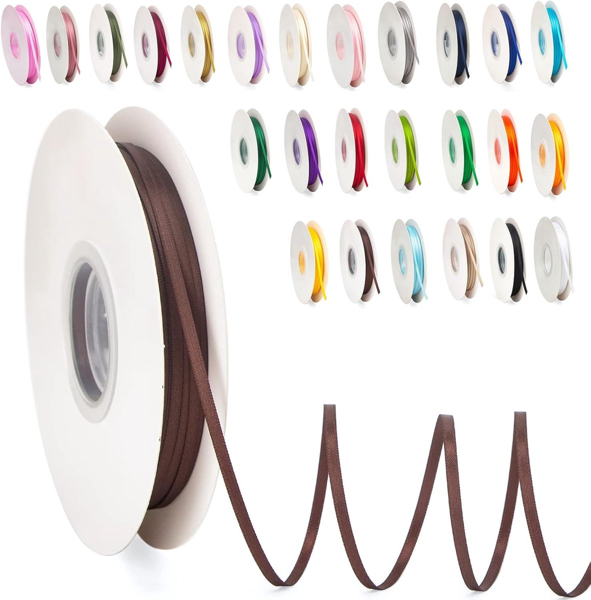 lint van 3 mm breed, 91 m koffiebruin satijnen ballonnenlint voor het maken van haarstrikken, bloemboeketten, kleding, bruiloftsdecoratie, verjaardag en kerstcadeauverpakkingen