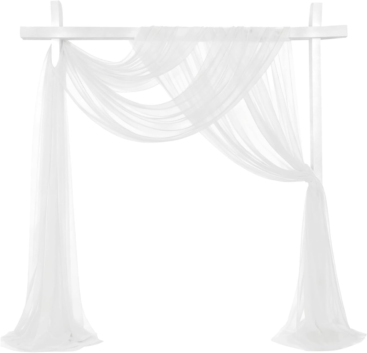 Bruiloftsboog, 80 cm x 10 m chiffon stof voor bruiloft, verjaardagsdecoratie, ceremonie booggordijnen, wit