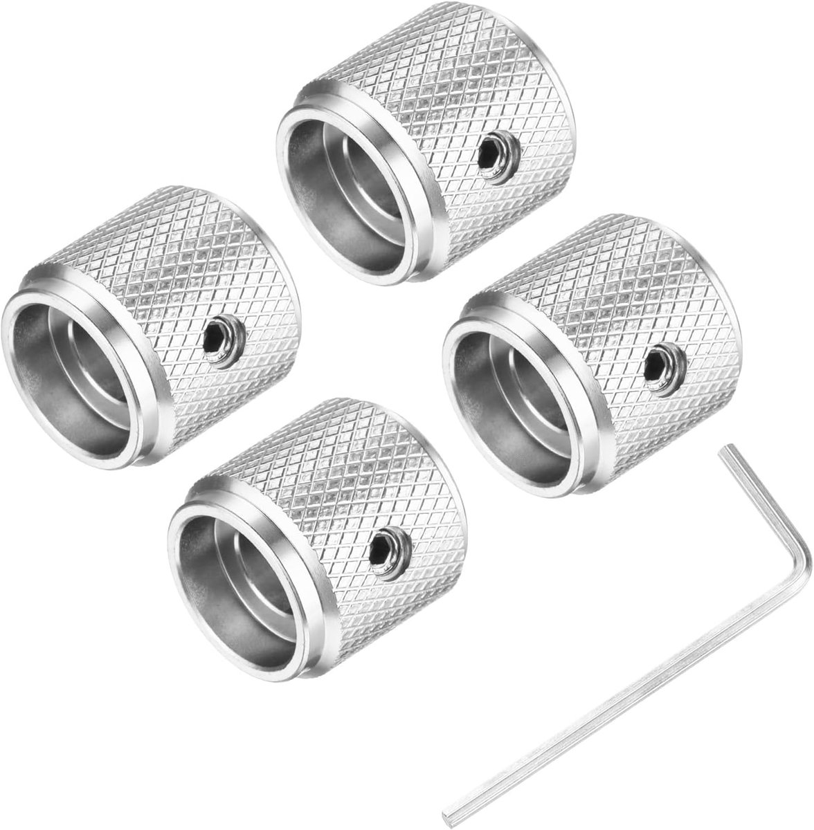 4 stuks gitaarknoppen van metaal, volume- en toonbedieningsknoppen, 6 mm x 13 mm, met bevestigingsschroeven voor elektrische gitaar, bas, zilver