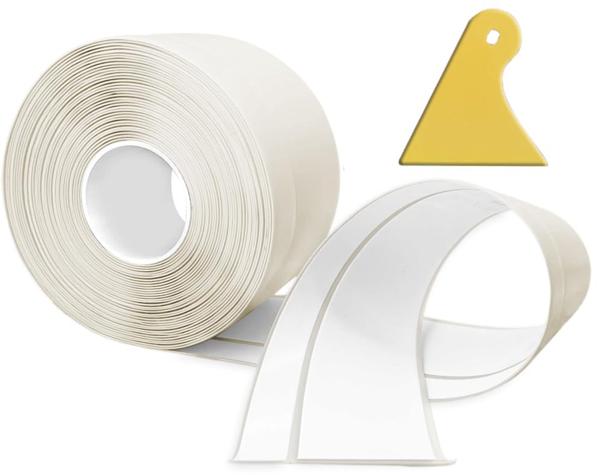Zachte plint, 18M PVC keukenplint 50x20mm, zelfklevende plint voor keuken en badkamer 5x2 beige