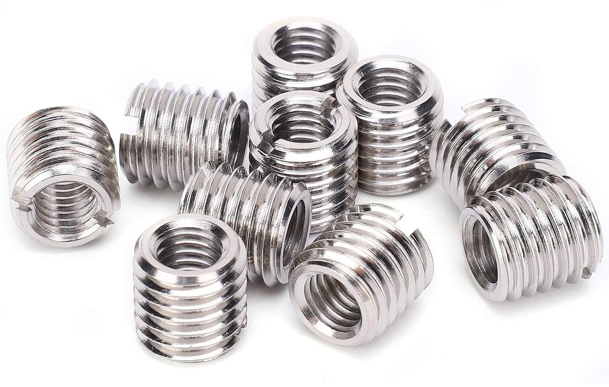 10 Stuks Reduceermoer Met Schroefdraad, M8 X 1,25 Binnendraad En M12 X 1,75 12 Mm Buitendraad Roestvrij Staal Reparatie Inzetstuk Moer Schroefdraad Moer Conversie Kit Reparatie Tool